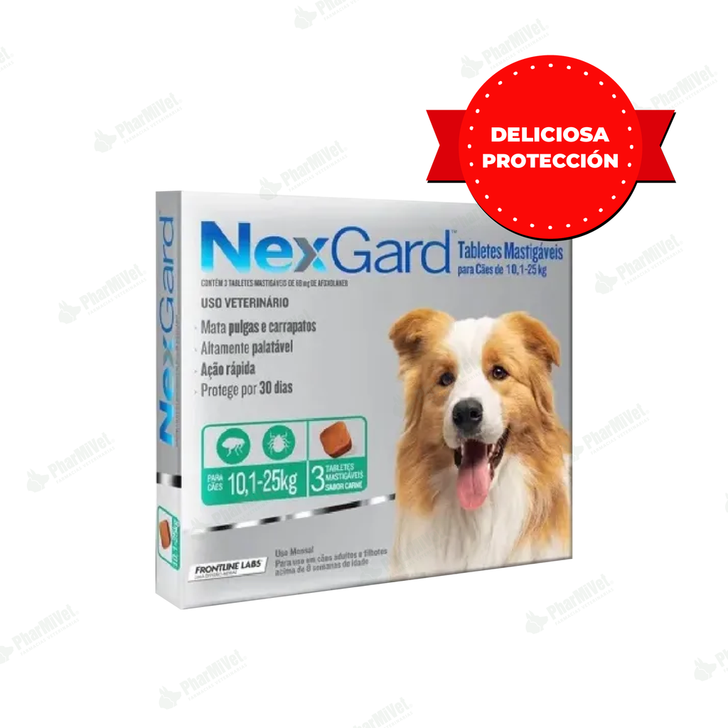 NEX GARD 68 MG DE 10-25 KG X 3 TAB