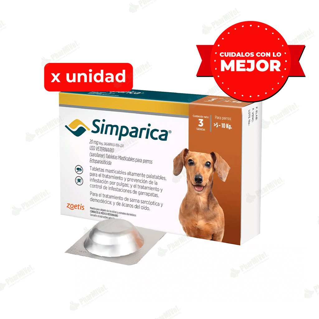 SIMPARICA 20 MG DE 5 - 10 KG X UNIDAD