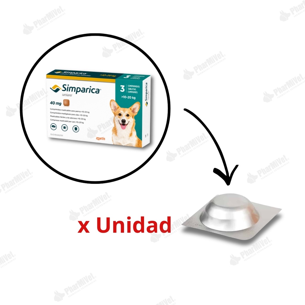 SIMPARICA 40 MG DE 10 - 20 KG X UNIDAD