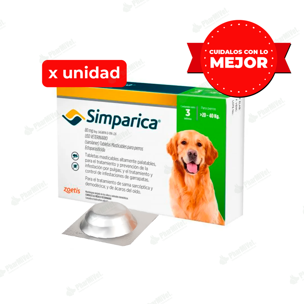 SIMPARICA 80 MG DE 20 - 40 KG X UNIDAD