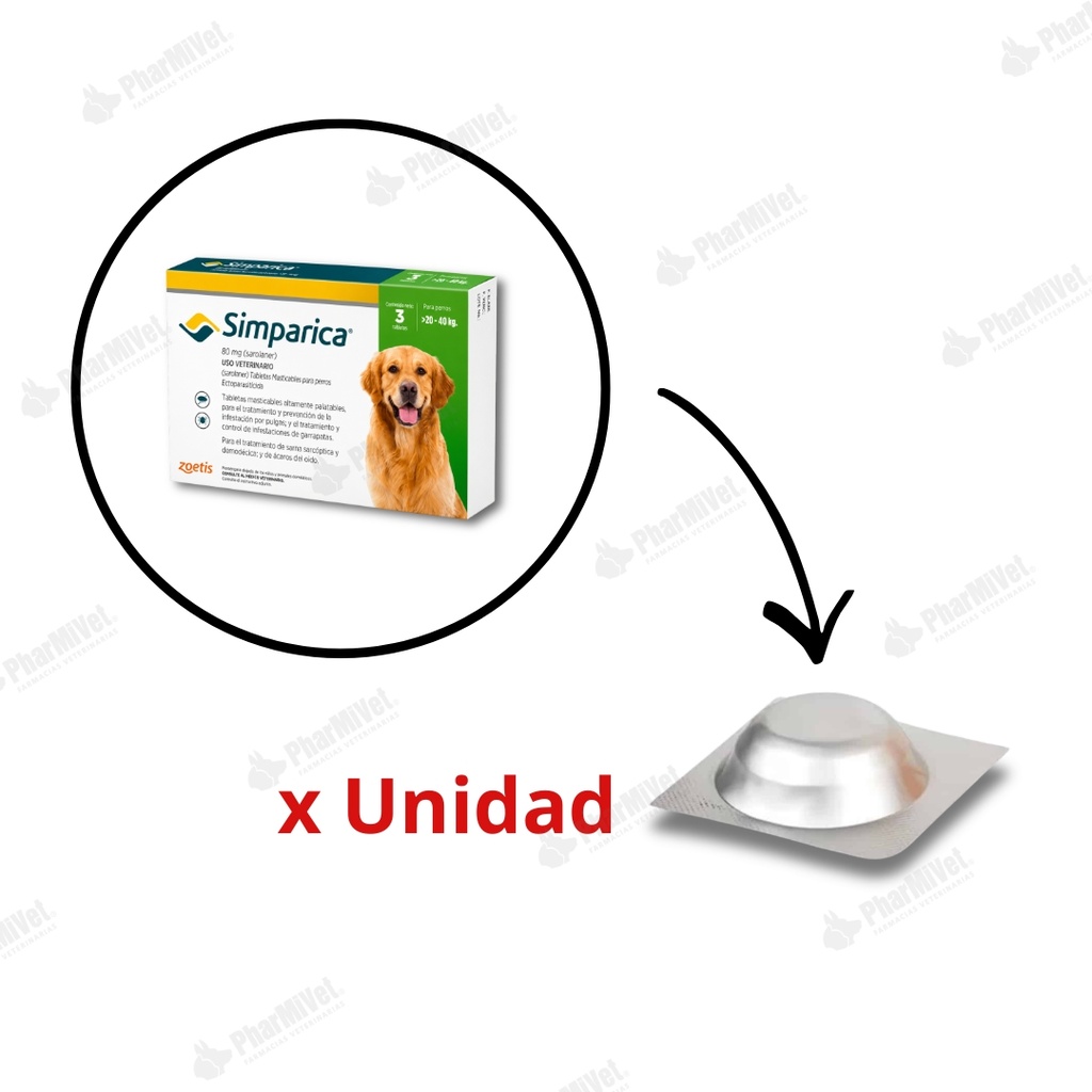 SIMPARICA 80 MG DE 20 - 40 KG X UNIDAD