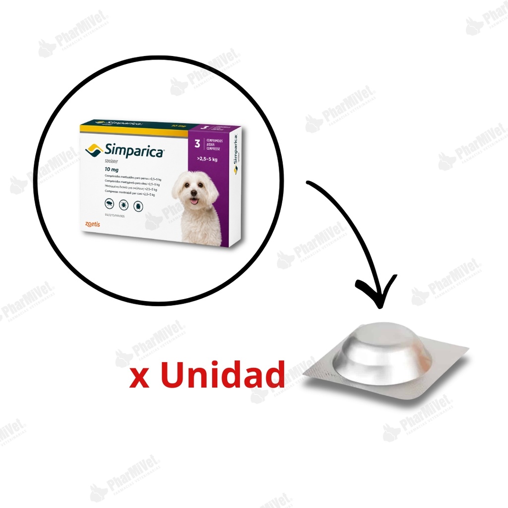 SIMPARICA 10 MG DE 2.5 - 5 KG X UNIDAD