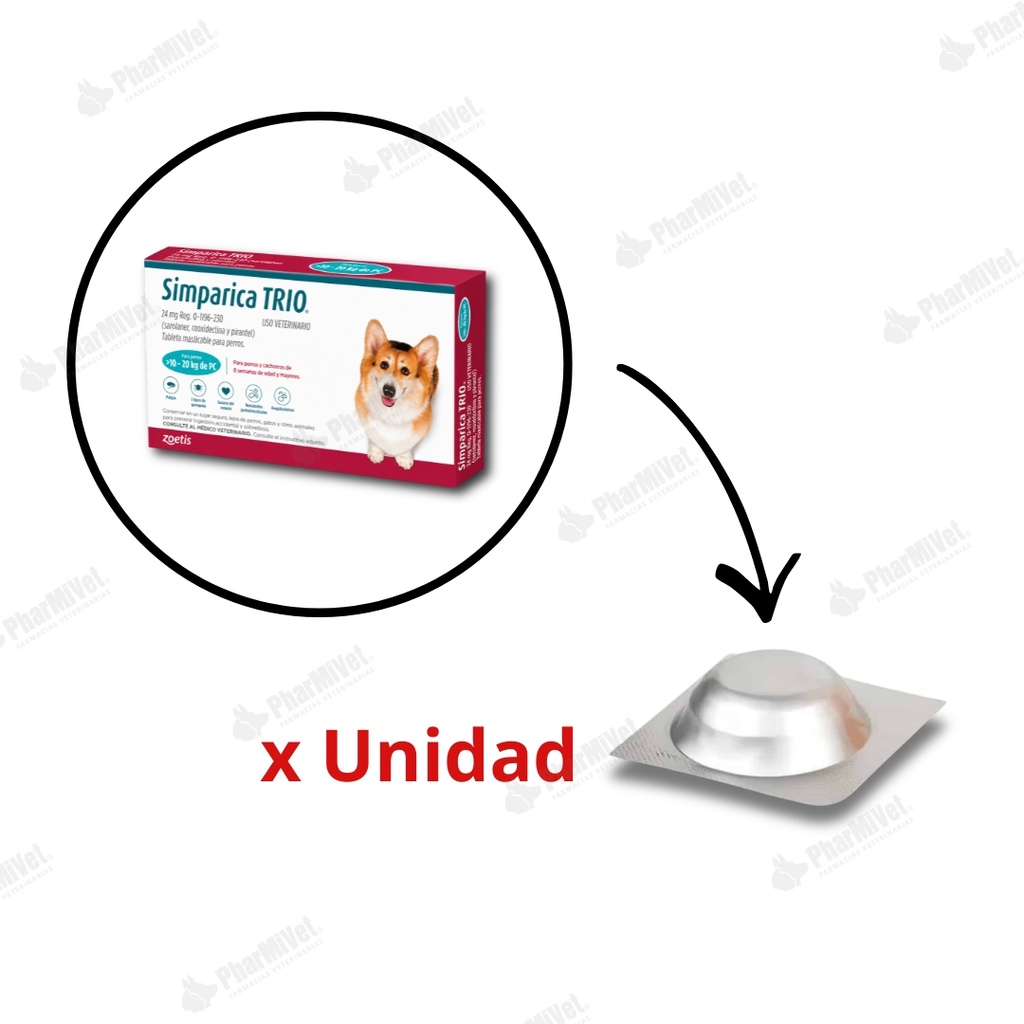 SIMPARICA TRIO 24 MG DE 10 - 20 KG X UNIDAD
