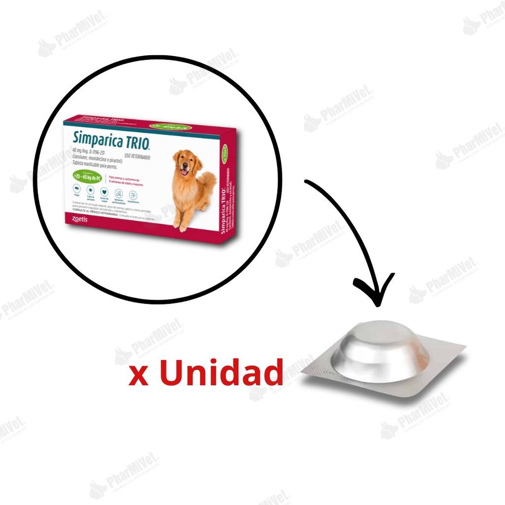 SIMPARICA TRIO 48 MG DE 20 - 40 KG X UNIDAD