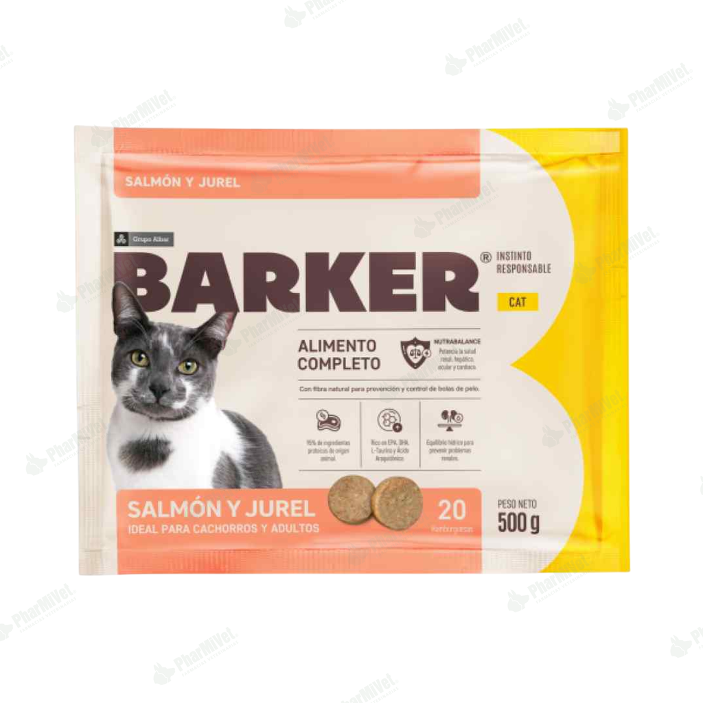 BARKER HAMBURGUESAS GATOS DE SALMON JUREL X 500 GR