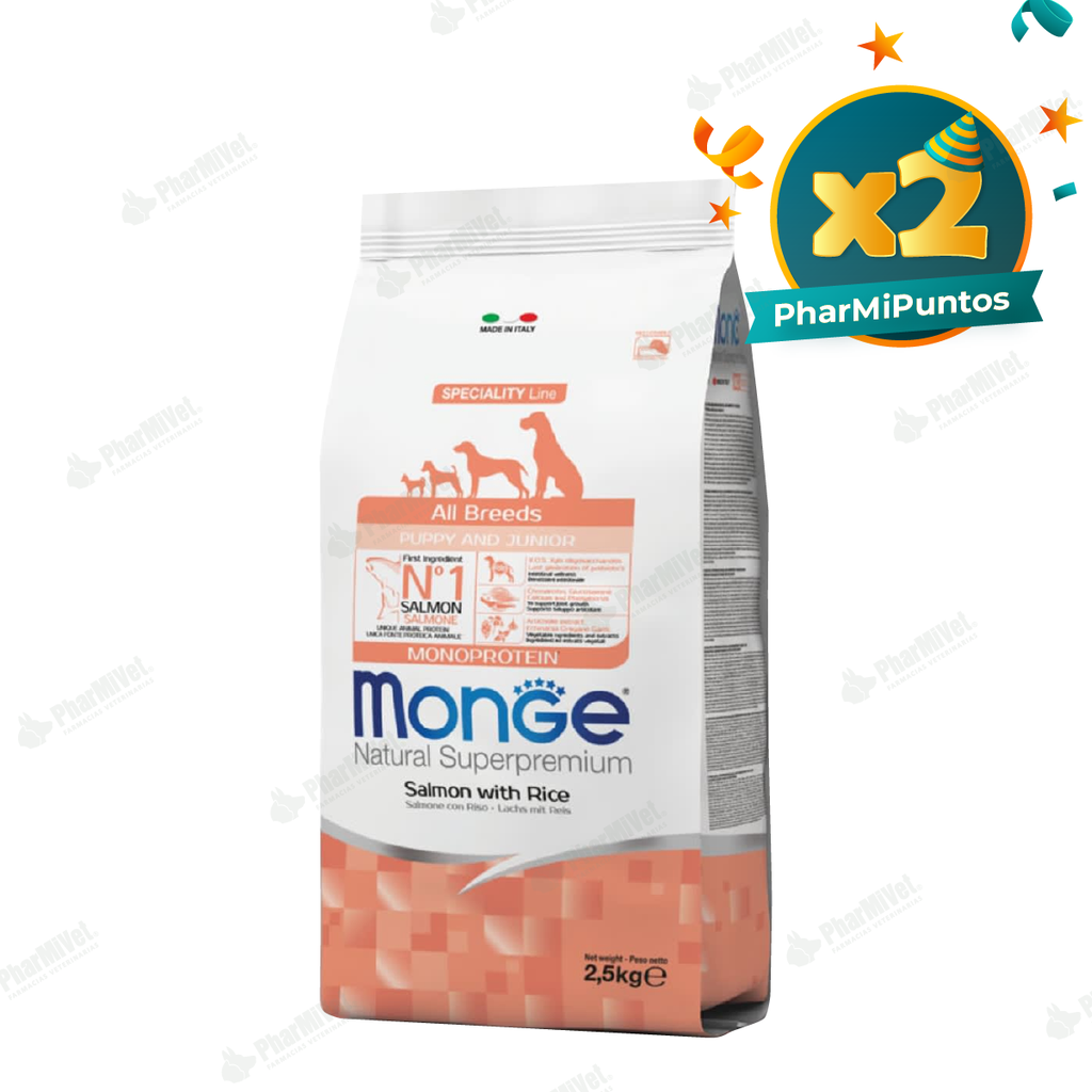 MONGE CANINE PUPPY SALMÓN Y ARROZ 2.5 KG