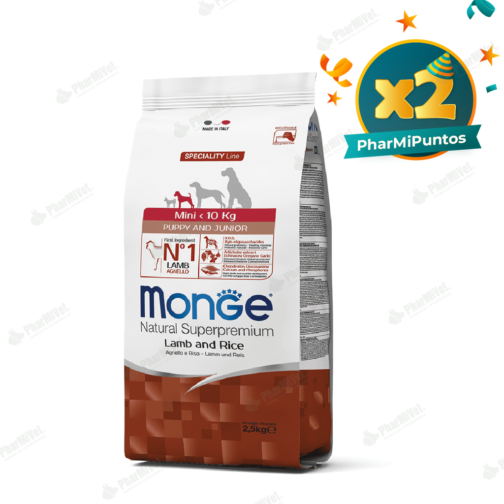 MONGE CANINE PUPPY MINI CORDERO Y ARROZ 2.5 KG