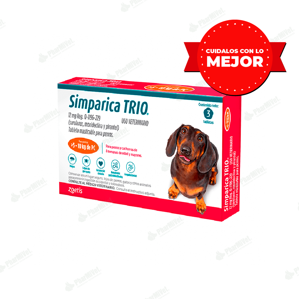 SIMPARICA TRIO 12 MG DE 5.1 - 10 KG X 3 TAB