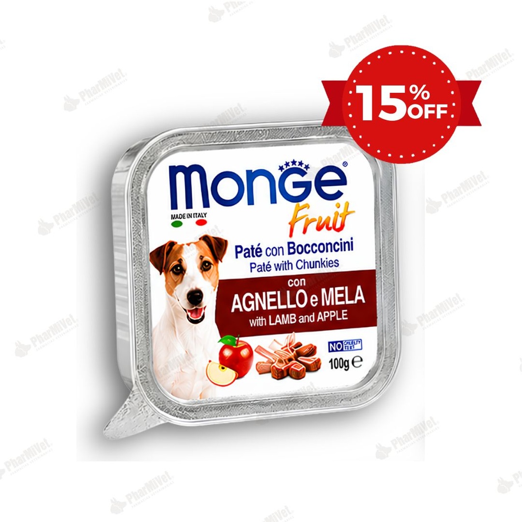 MONGE CANINE FRUIT CORDERO Y MANZANA X 100 GR