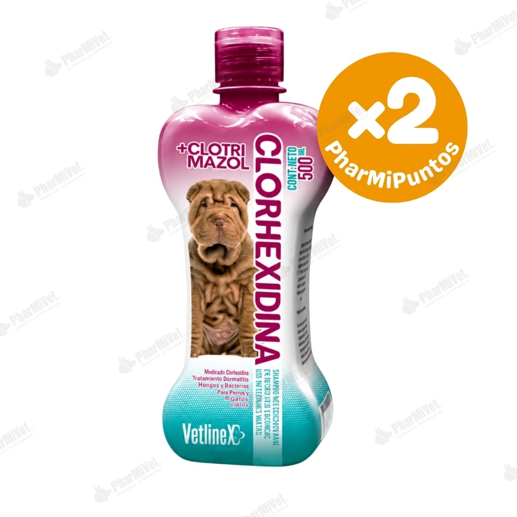 SHAMPOO CLORHEXIDINA + CLOTRIMAZOL VETLINEX X 500 ML