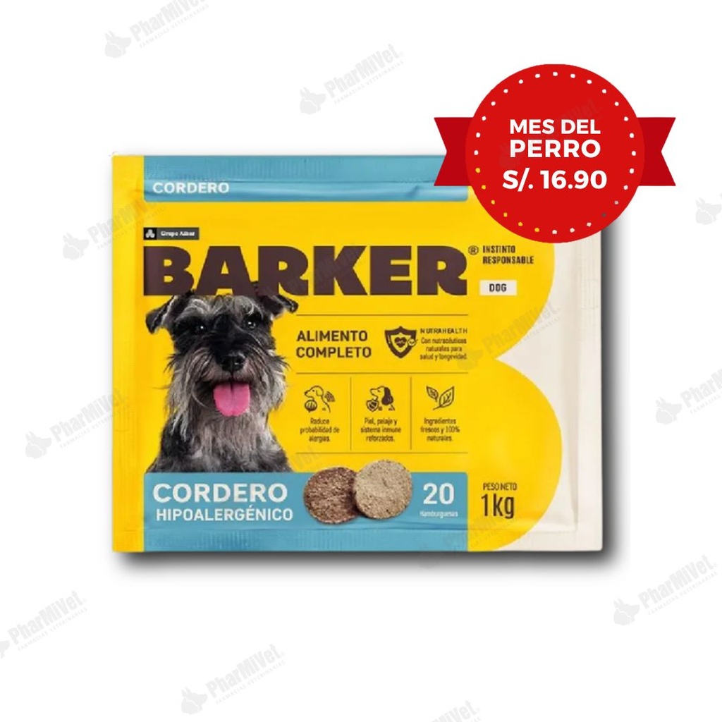BARKER HAMBURGUESA CORDERO (1 KG) X 20 UND