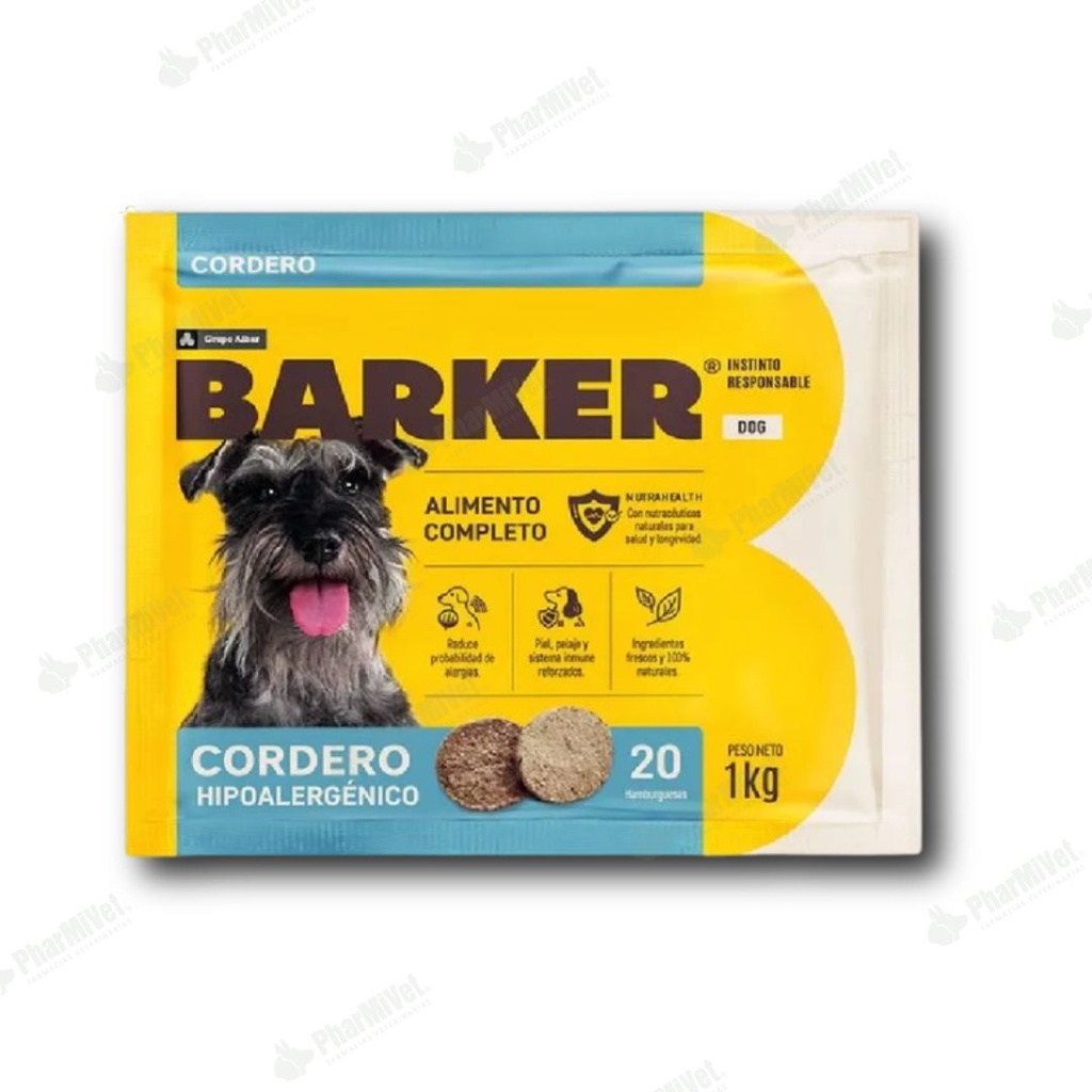 BARKER HAMBURGUESA CORDERO (1 KG) X 20 UND