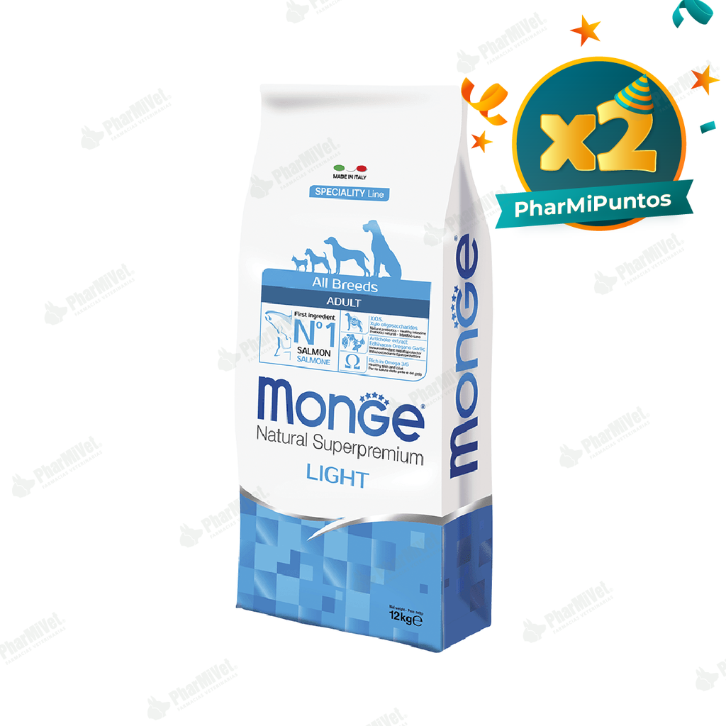 MONGE CANINE ADULT SALMON LIGHT 12 KG