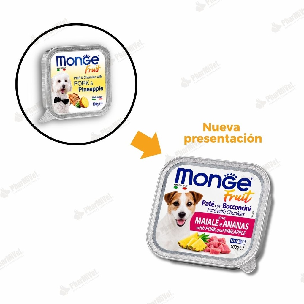 MONGE CANINE FRUIT CERDO Y PIÑA ALUTRAY 100 G