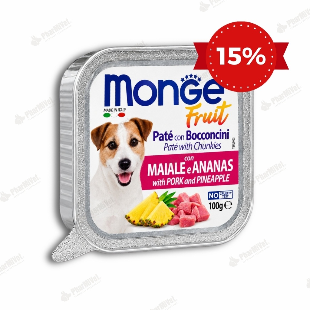 MONGE CANINE FRUIT CERDO Y PIÑA ALUTRAY 100 G