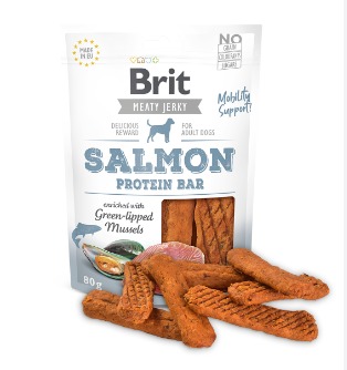 BRIT JERKY SNACK SALMON PROTEIN BAR FOR DOGS X 80 GR