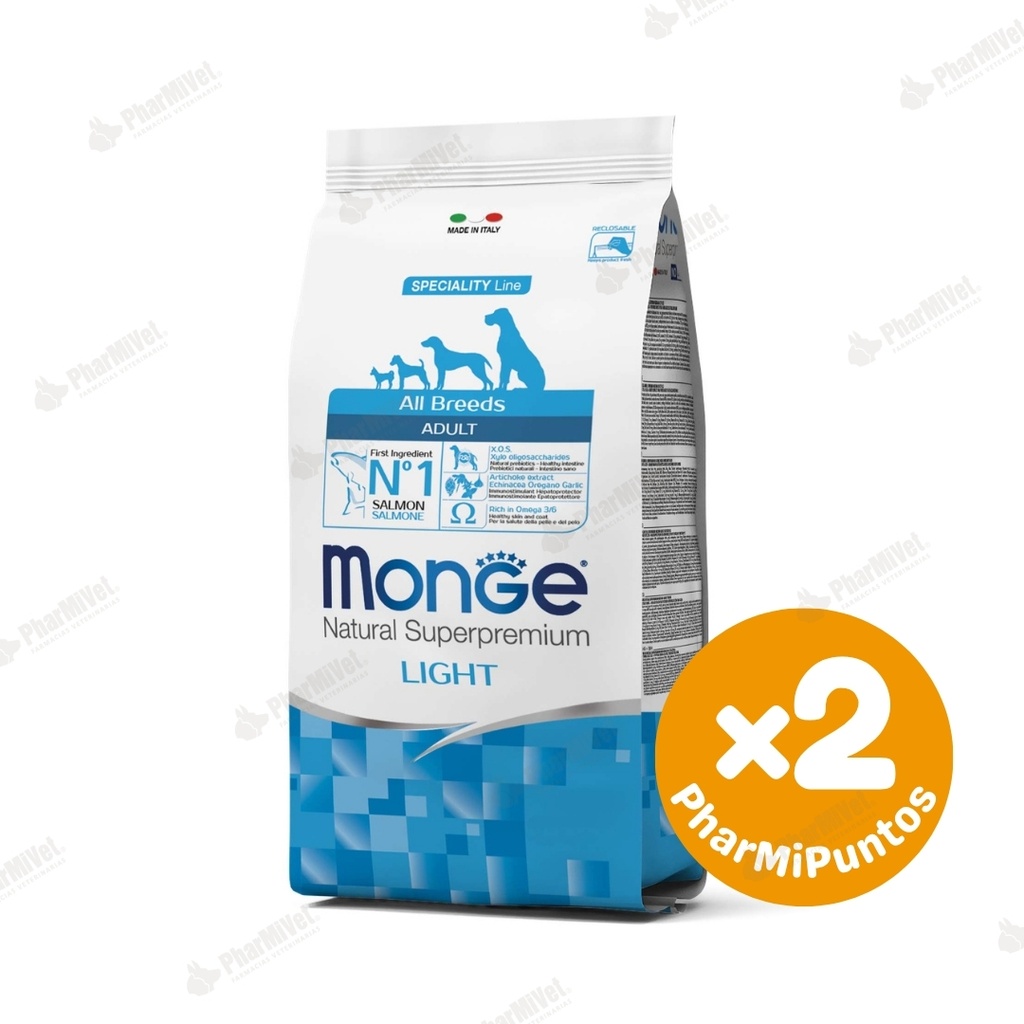 MONGE CANINE ADULT SALMON LIGHT 2.5 KG