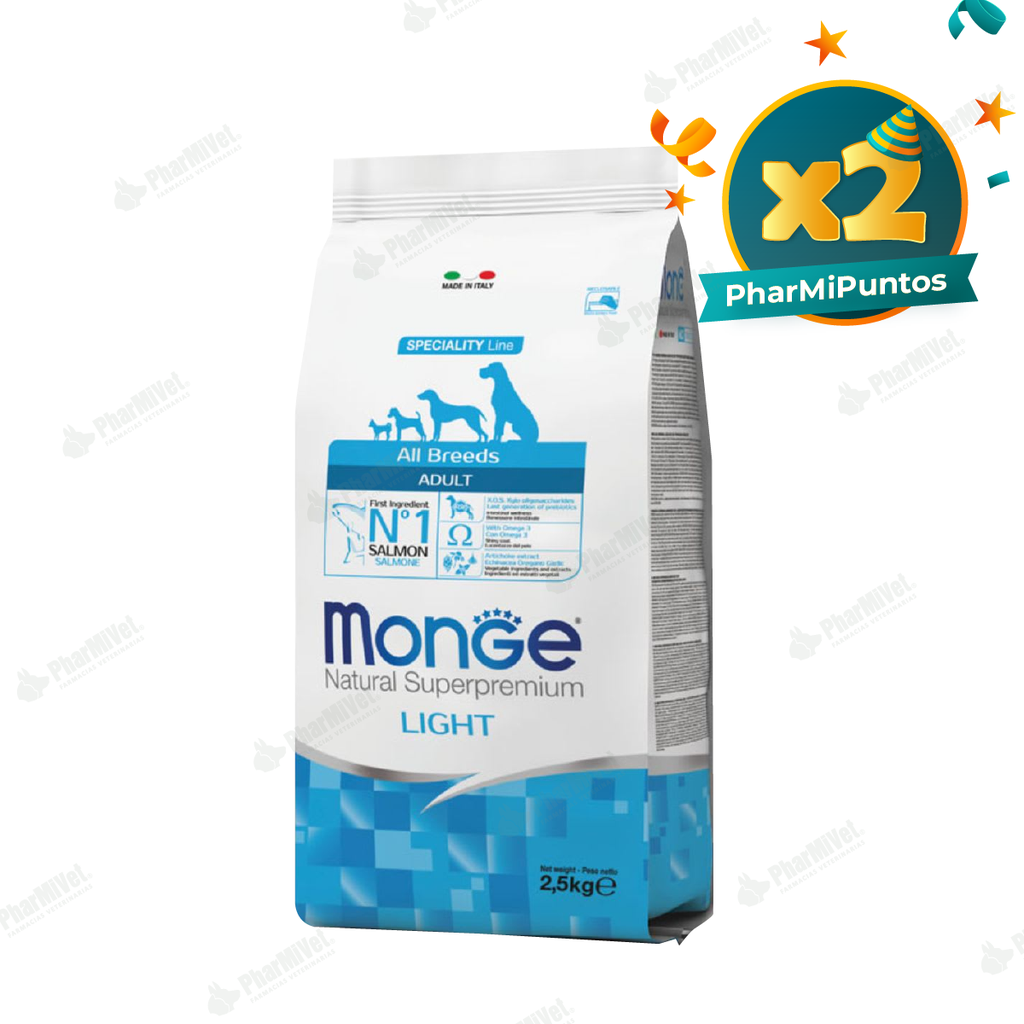 MONGE CANINE ADULT SALMON LIGHT 2.5 KG