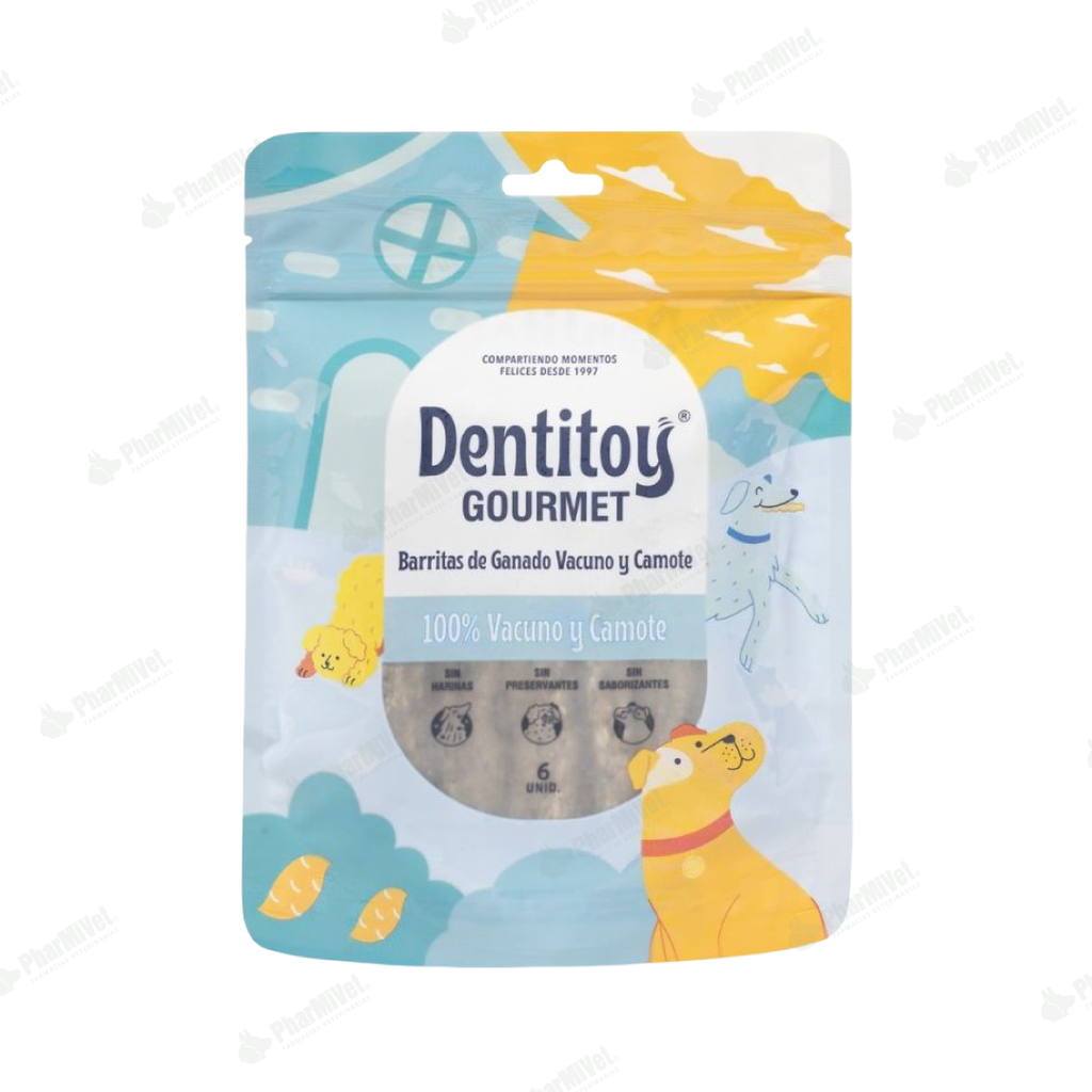 DENTITOY  GOURMET BARRITAS VACUNO Y CAMOTE X 6 UND