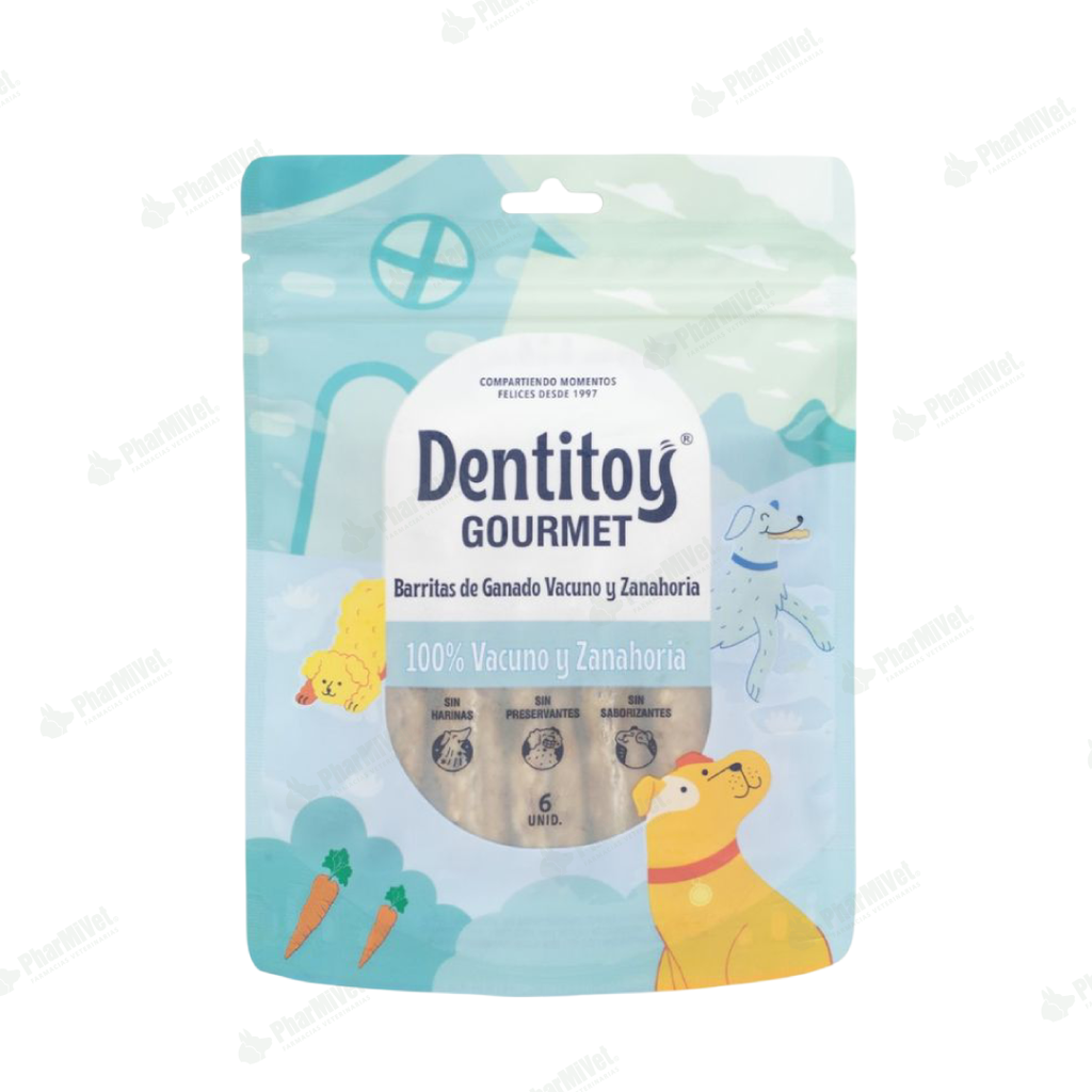 DENTITOY GOURMET BARRITAS VACUNO Y ZANAHORIA X 6 UND