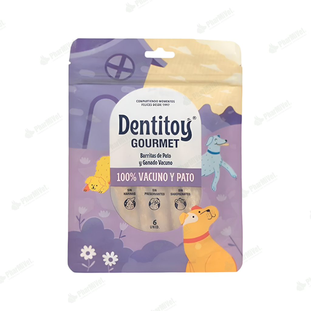 DENTITOY GOURMET BARRITAS VACUNO Y PATO X 6 UND