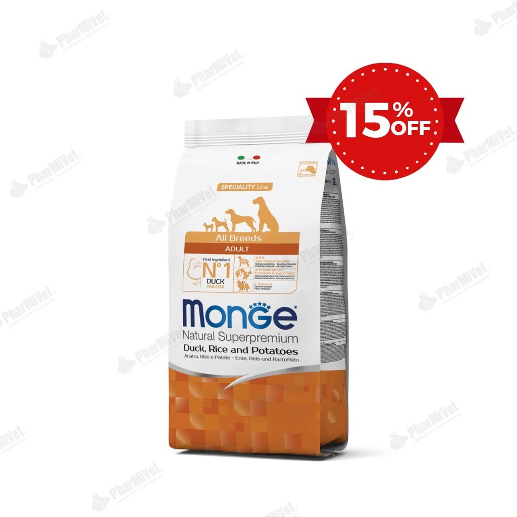 MONGE CANINE ADULTO PATO CON ARROZ Y PAPA 2.5 KG