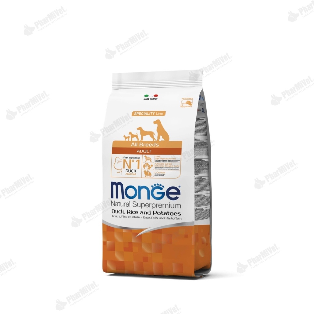 MONGE CANINE ADULTO PATO CON ARROZ Y PAPA 2.5 KG
