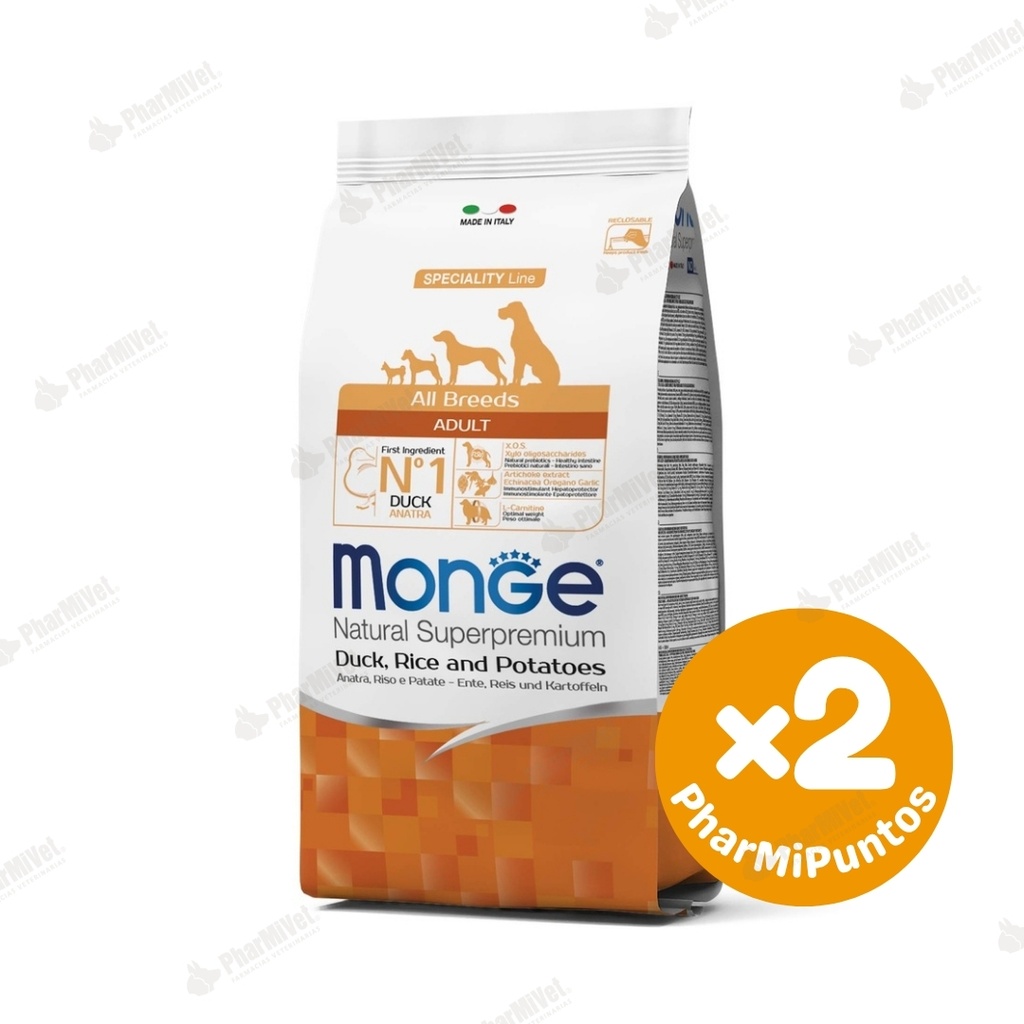 MONGE CANINE ADULTO PATO CON ARROZ Y PAPA 2.5 KG