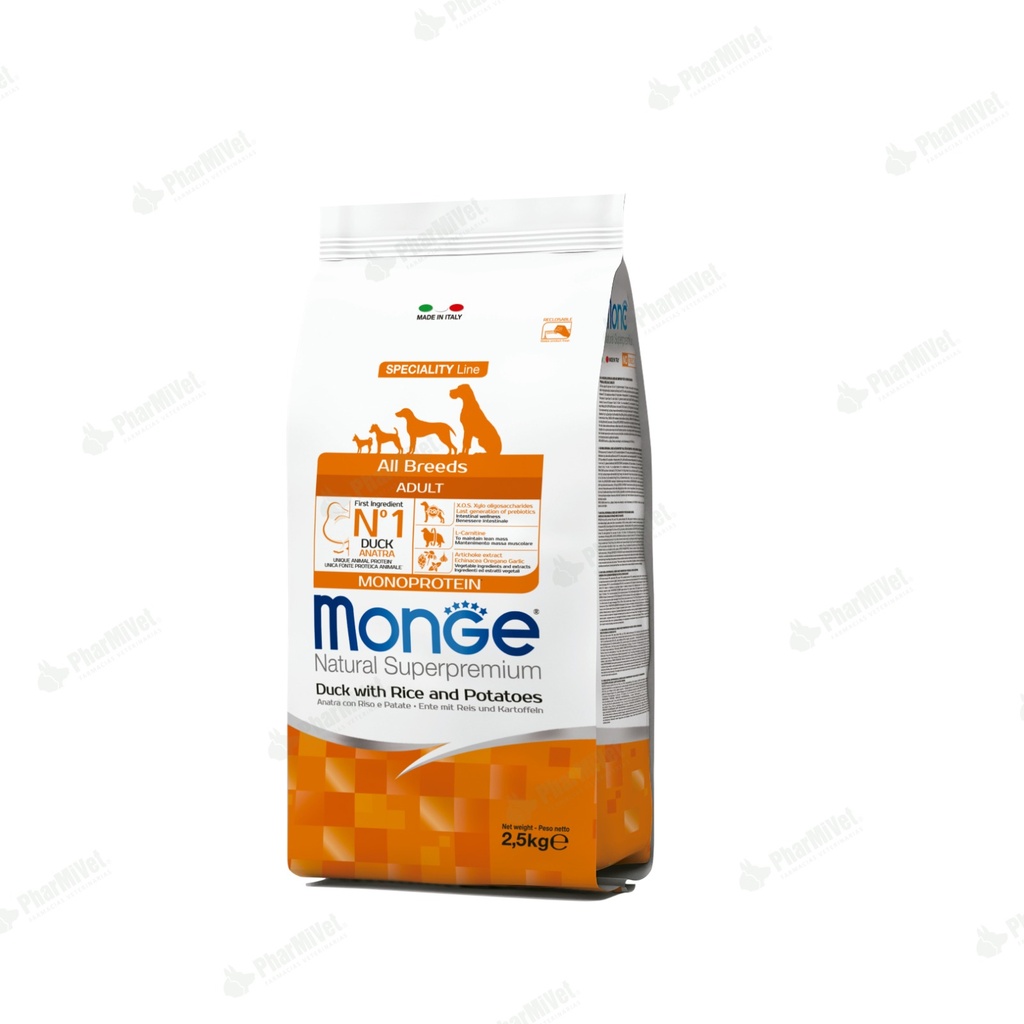 MONGE CANINE ADULTO PATO, ARROZ Y PAPA 2.5 KG