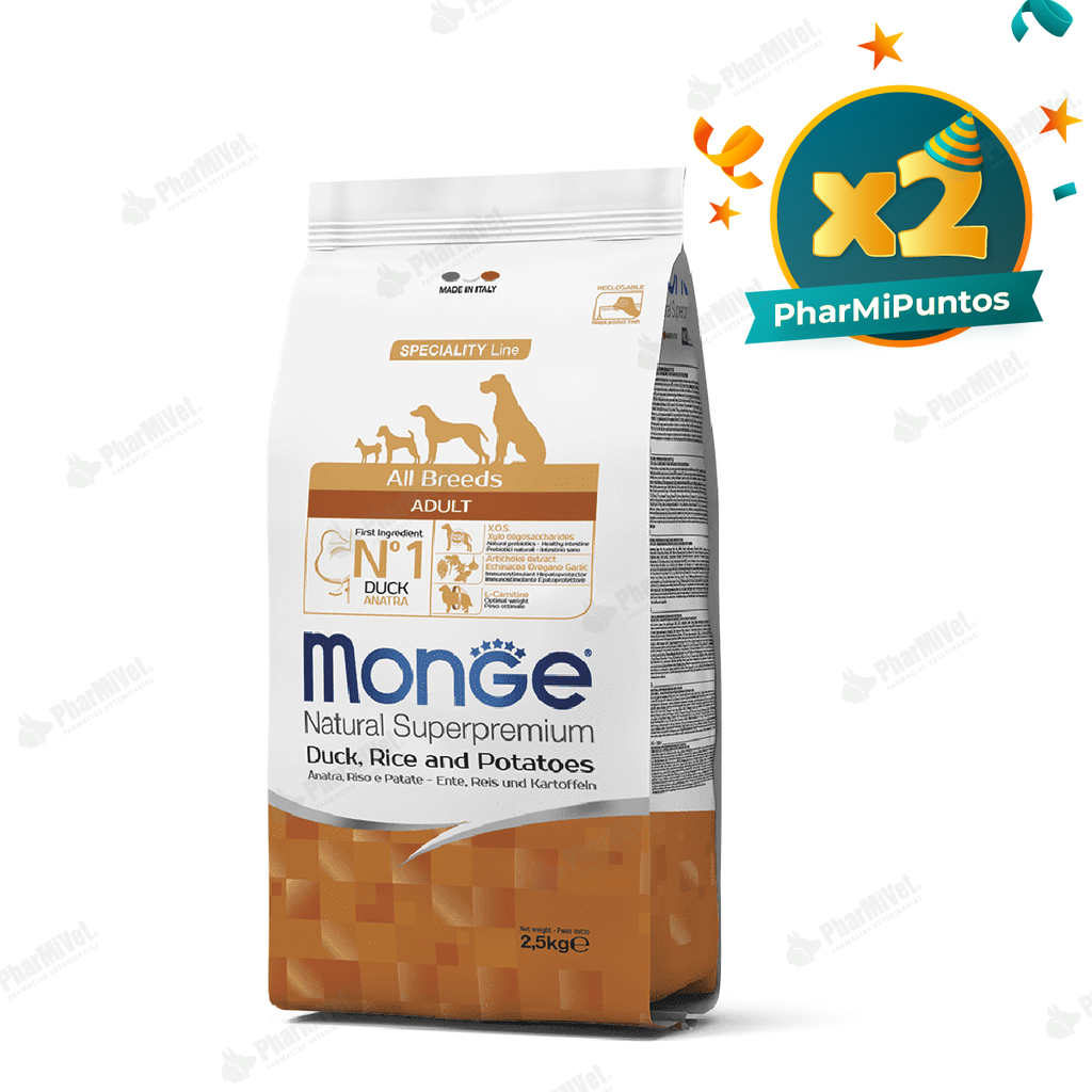 MONGE CANINE ADULTO PATO, ARROZ Y PAPA 2.5 KG