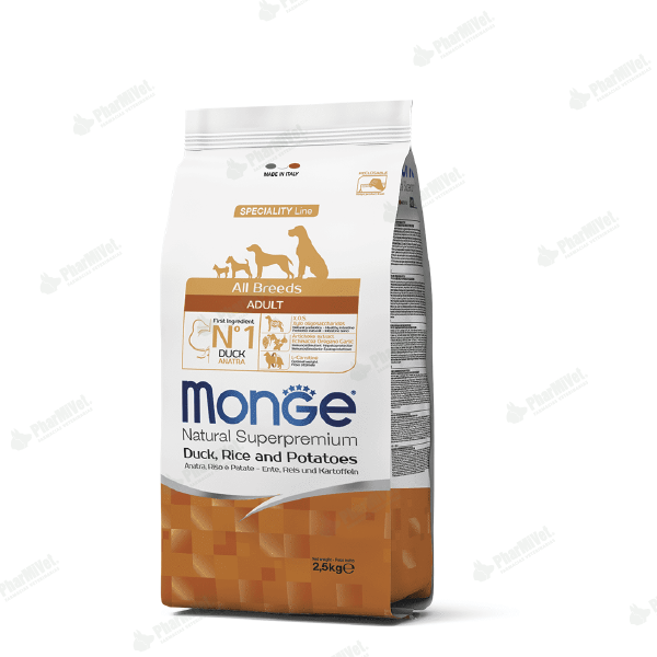 MONGE CANINE ADULTO PATO CON ARROZ Y PAPA 2.5 KG