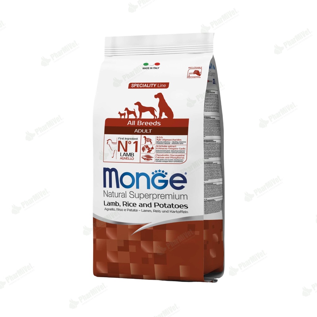 MONGE CANINE ADULTO CORDERO, ARROZ Y PAPA 2.5 KG