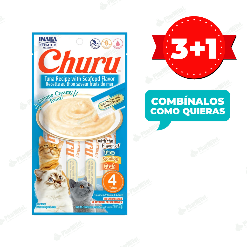 CHURU CAT TUNA RECIPE WITH SEAFOD FLAVOR X 4 TUBOS (669)