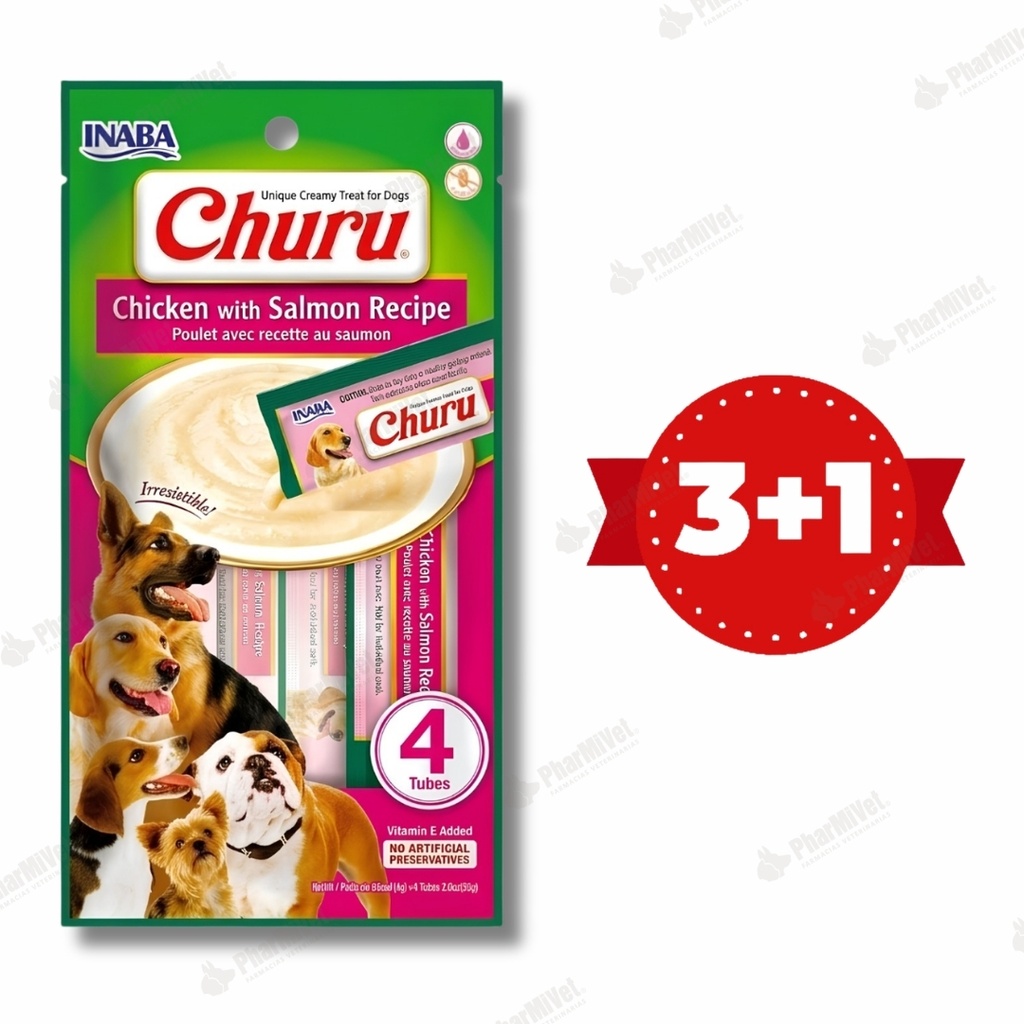 CHURU DOG CHICKEN WITH SALMON RECIPE X 4 TUBOS (613)