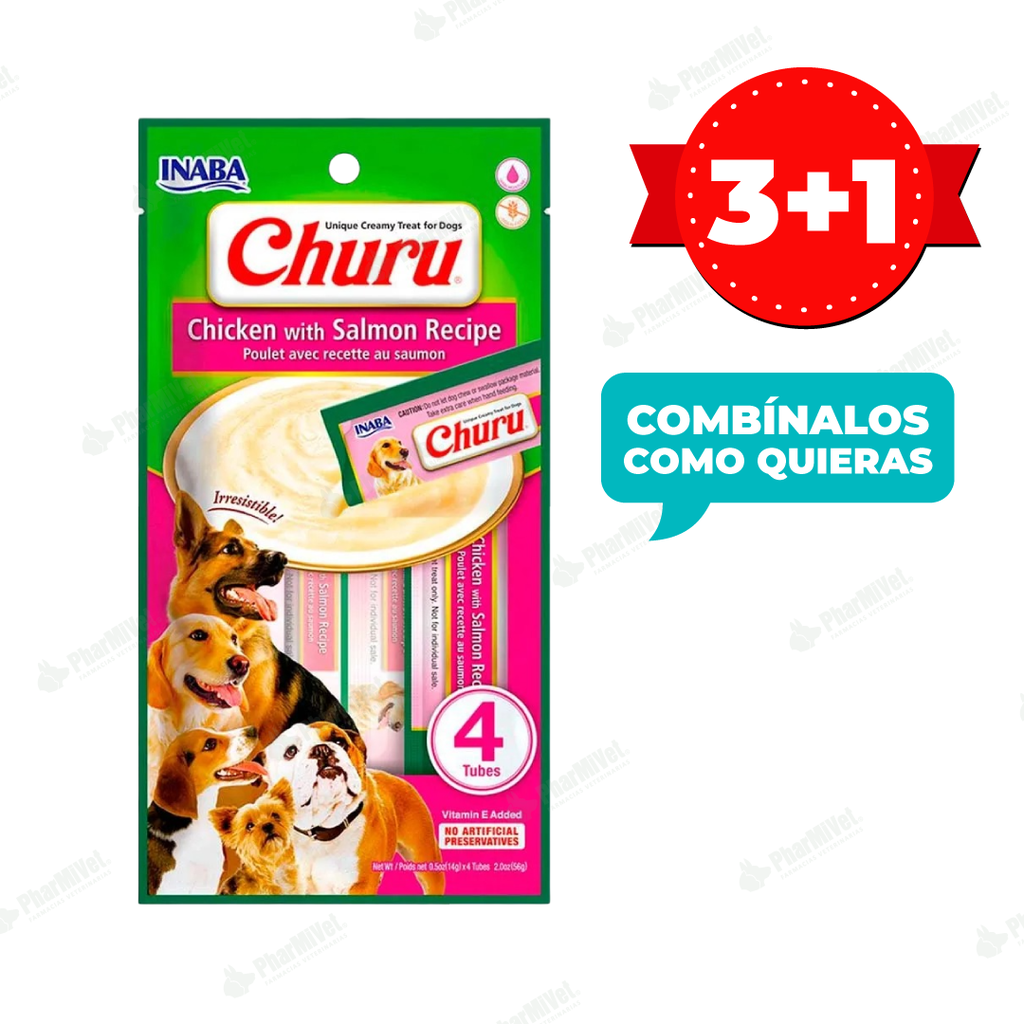 CHURU DOG CHICKEN WITH SALMON RECIPE X 4 TUBOS (613)