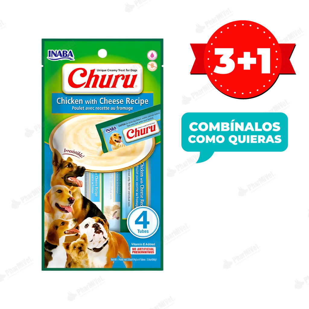 CHURU DOG CHICKEN WITH CHEESE X 4 TUBOS (614)