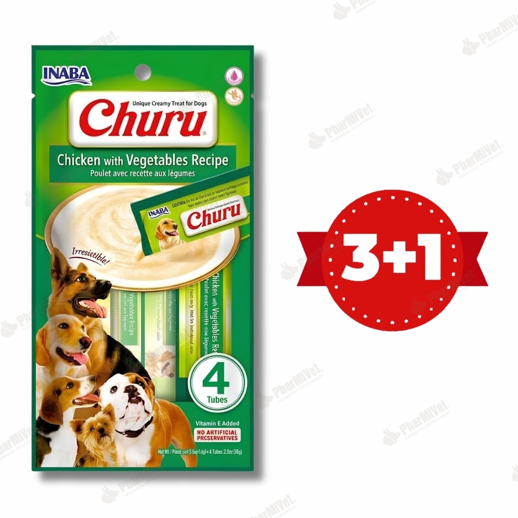 CHURU DOG CHICKEN WITH VEGETABLES RECIPE X 4 TUBOS (615)