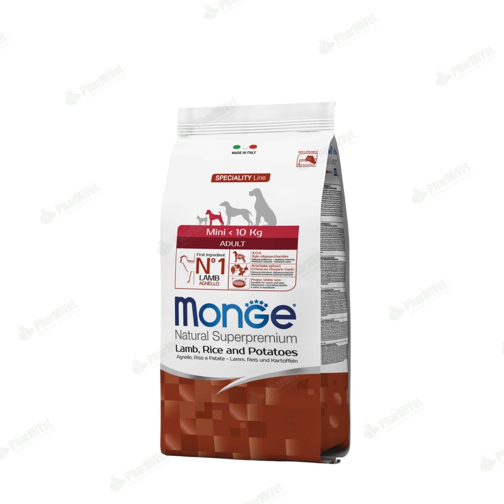 MONGE CANINE ADULT MINI CORDERO CON ARROZ Y PAPA 7.5 KG