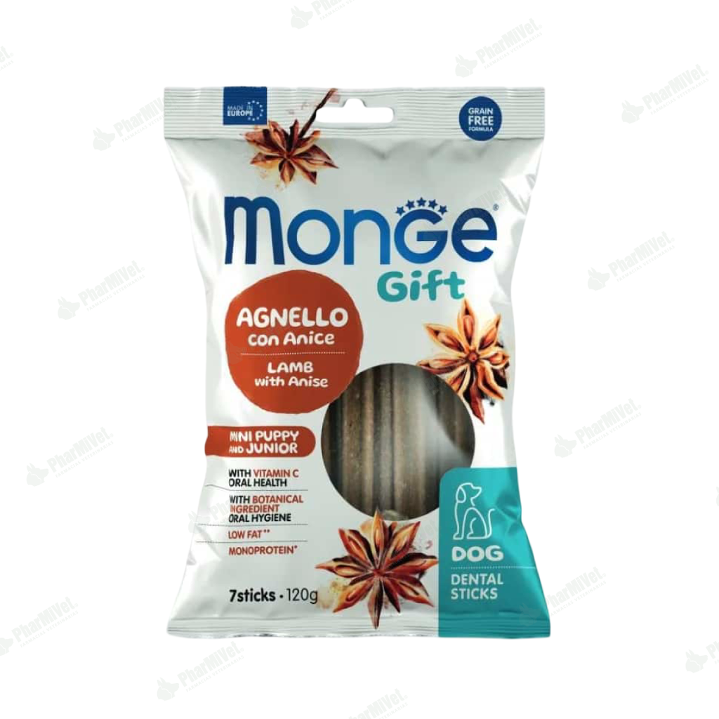 MONGE GIFT DENTAL STICKS MINI PUPPY DOG (CORDERO+ANIS) 120 Gr