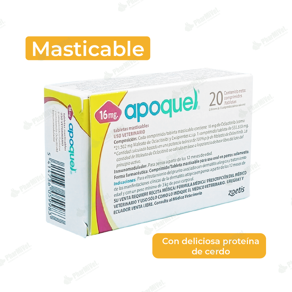 APOQUEL MASTICABLE 16 MG X 20 TAB