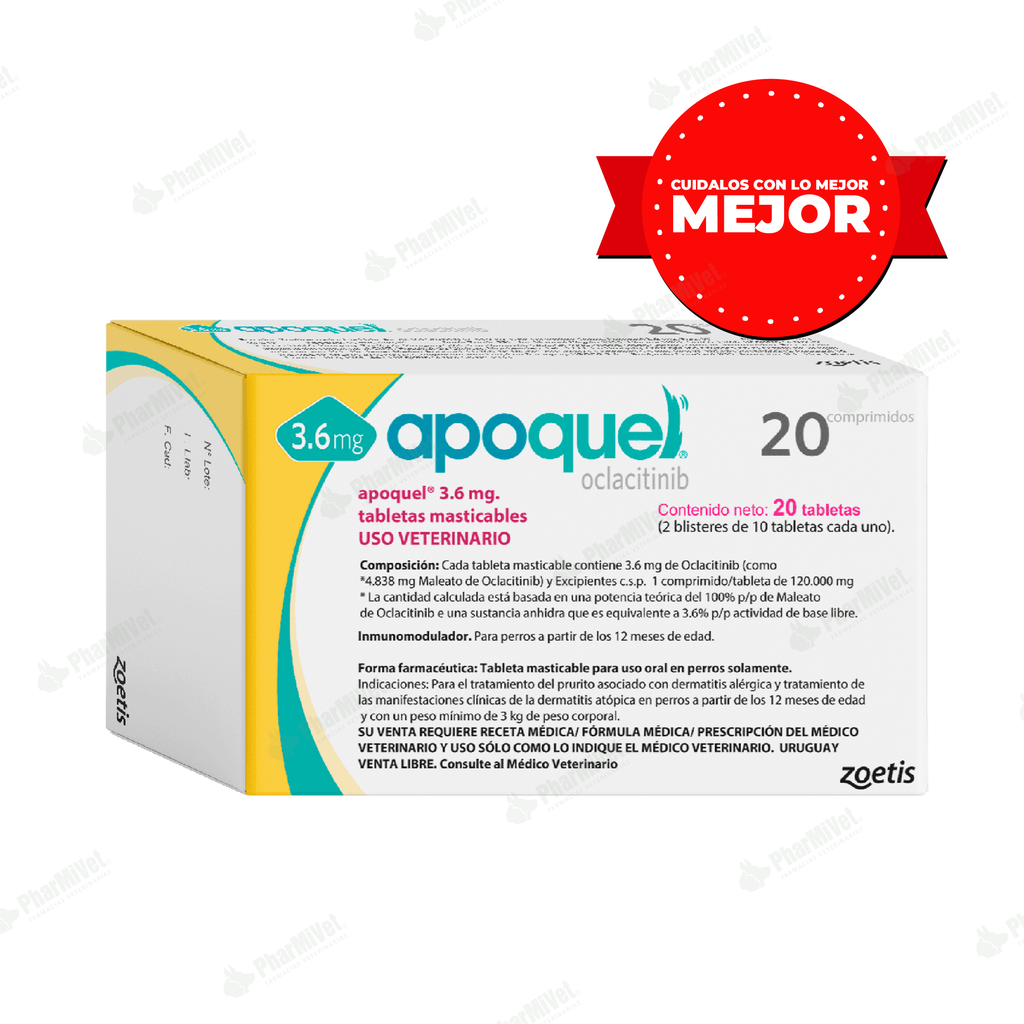 APOQUEL MASTICABLE 3.6 MG X 20 TAB