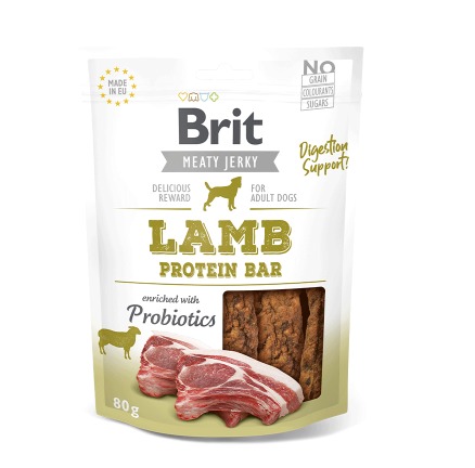 BRIT JERKY SNACK LAMB PROTEIN BAR FOR DOGS X 80 GR