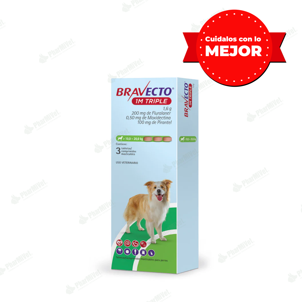 BRAVECTO 1M TRIPLE 200 MG (10 -20 KG) X 3 TAB