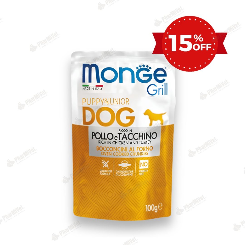 MONGE CANINE GRILL PUPPY POLLO Y PAVO SOBRE 100 GR (1059)