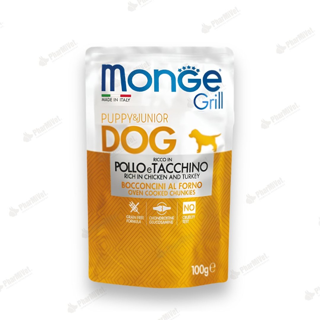 MONGE CANINE GRILL PUPPY POLLO Y PAVO SOBRE 100 GR (1059)