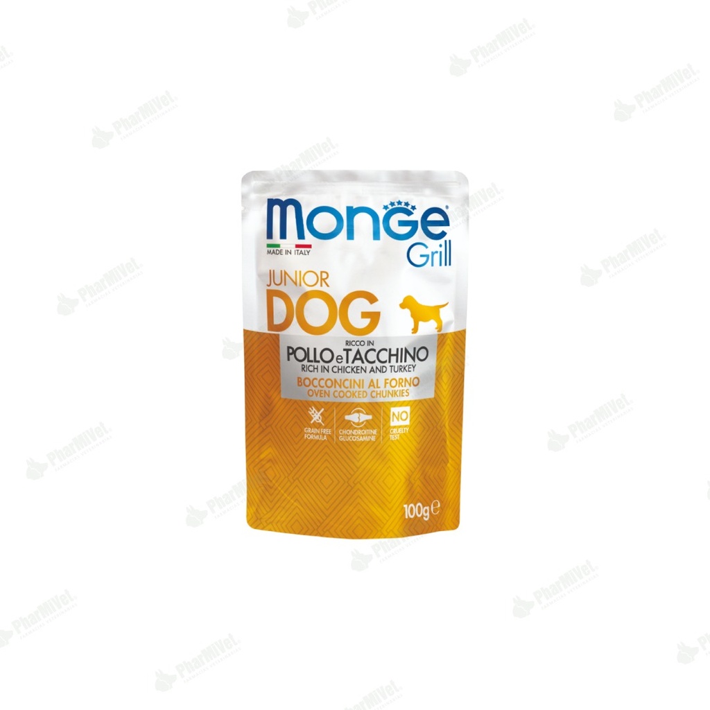 MONGE CANINE GRILL PUPPY POLLO Y PAVO SOBRE 100 GR (1059)