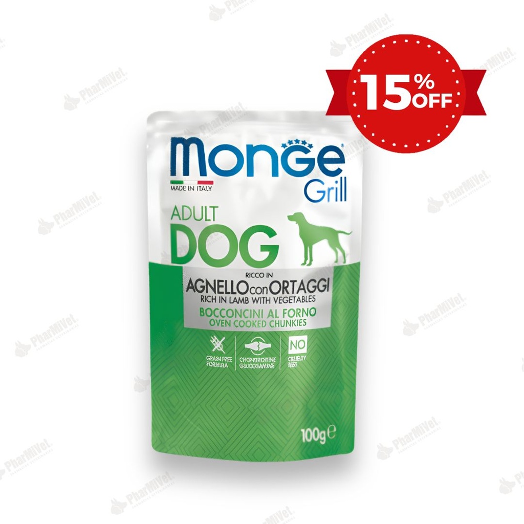 MONGE CANINE GRILL CORDERO Y VEGETALES SOBRE 100 GR (1058)