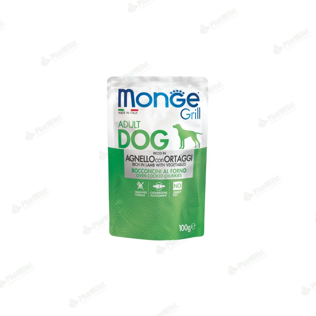 MONGE CANINE GRILL CORDERO Y VEGETALES SOBRE 100 GR (1058)