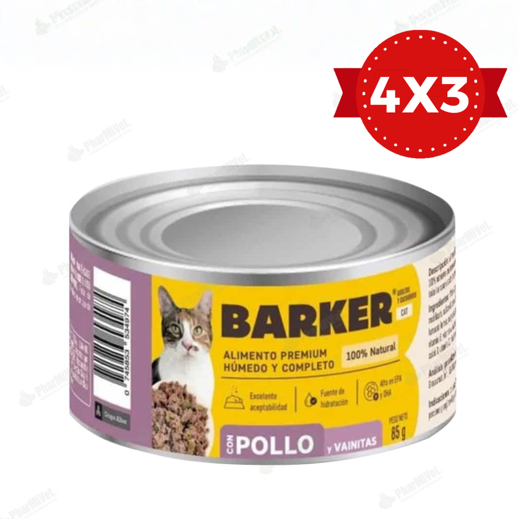 BARKER CON POLLO Y VAINITAS LATA X 85 gr