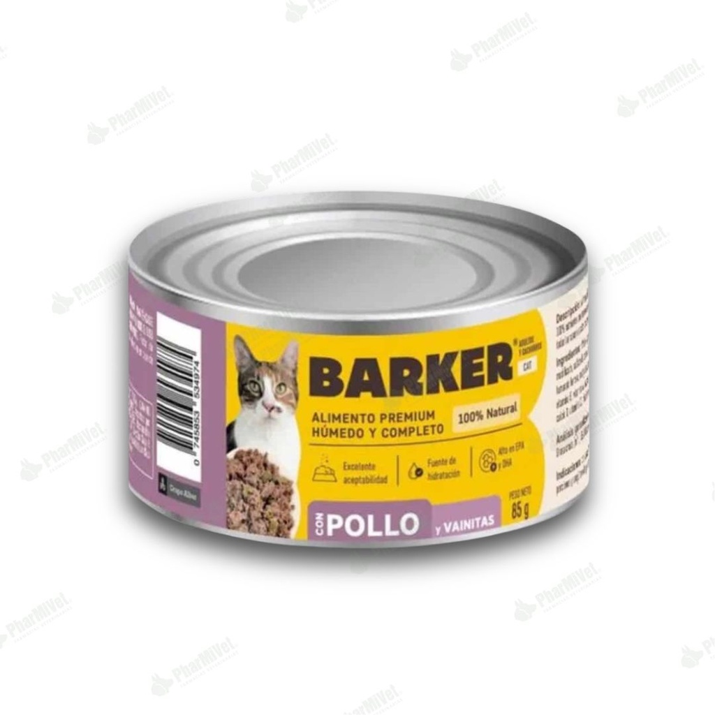 BARKER CON POLLO Y VAINITAS LATA X 85 gr